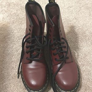 Bright burgundy doc martens
